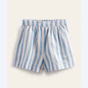 Boden blue and cream striped linen shorts